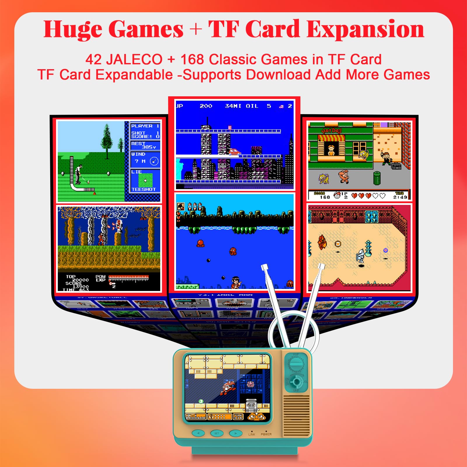 Retro Video Game Console – 308 Built-in Classic Games, Mini TV-Style Handheld Player