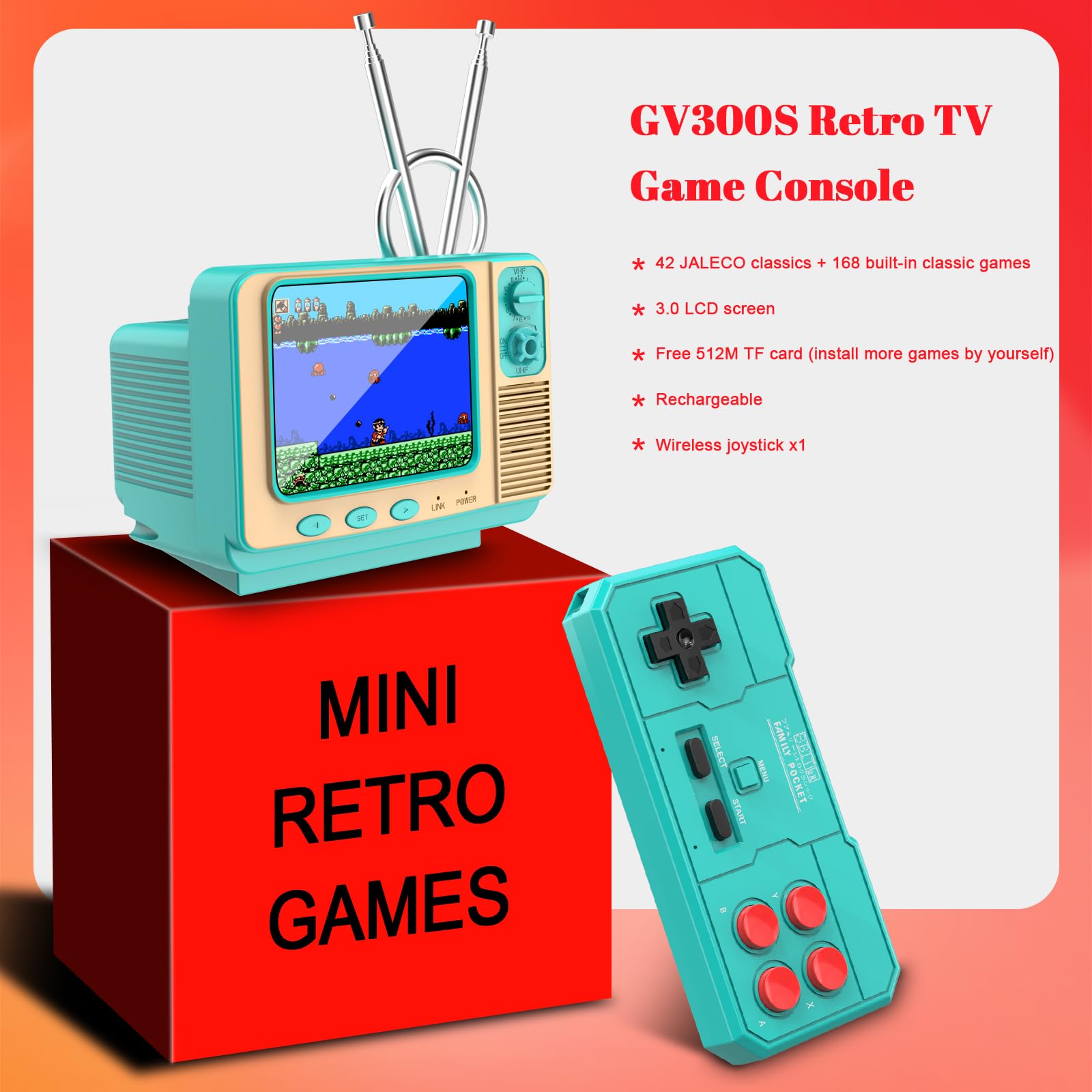 Retro Video Game Console – 308 Built-in Classic Games, Mini TV-Style Handheld Player