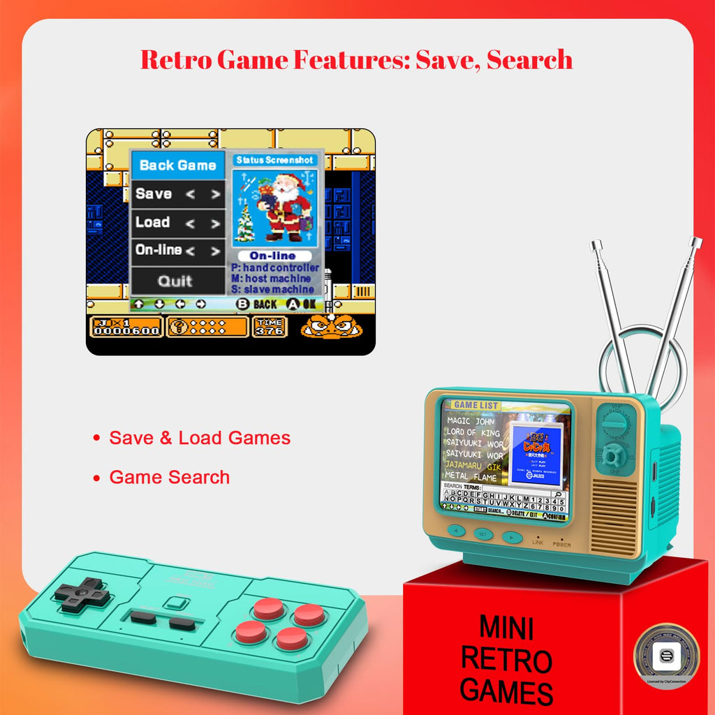 Retro Video Game Console – 308 Built-in Classic Games, Mini TV-Style Handheld Player