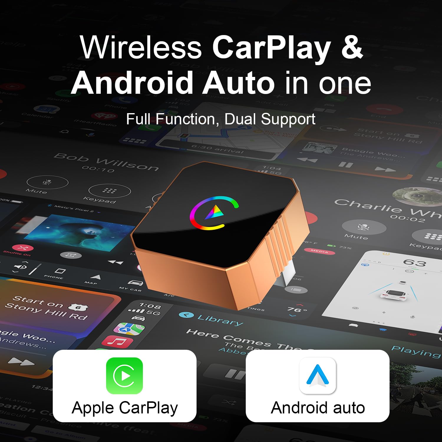Wireless CarPlay & Android Auto Adapter - Compact & Fast Connection