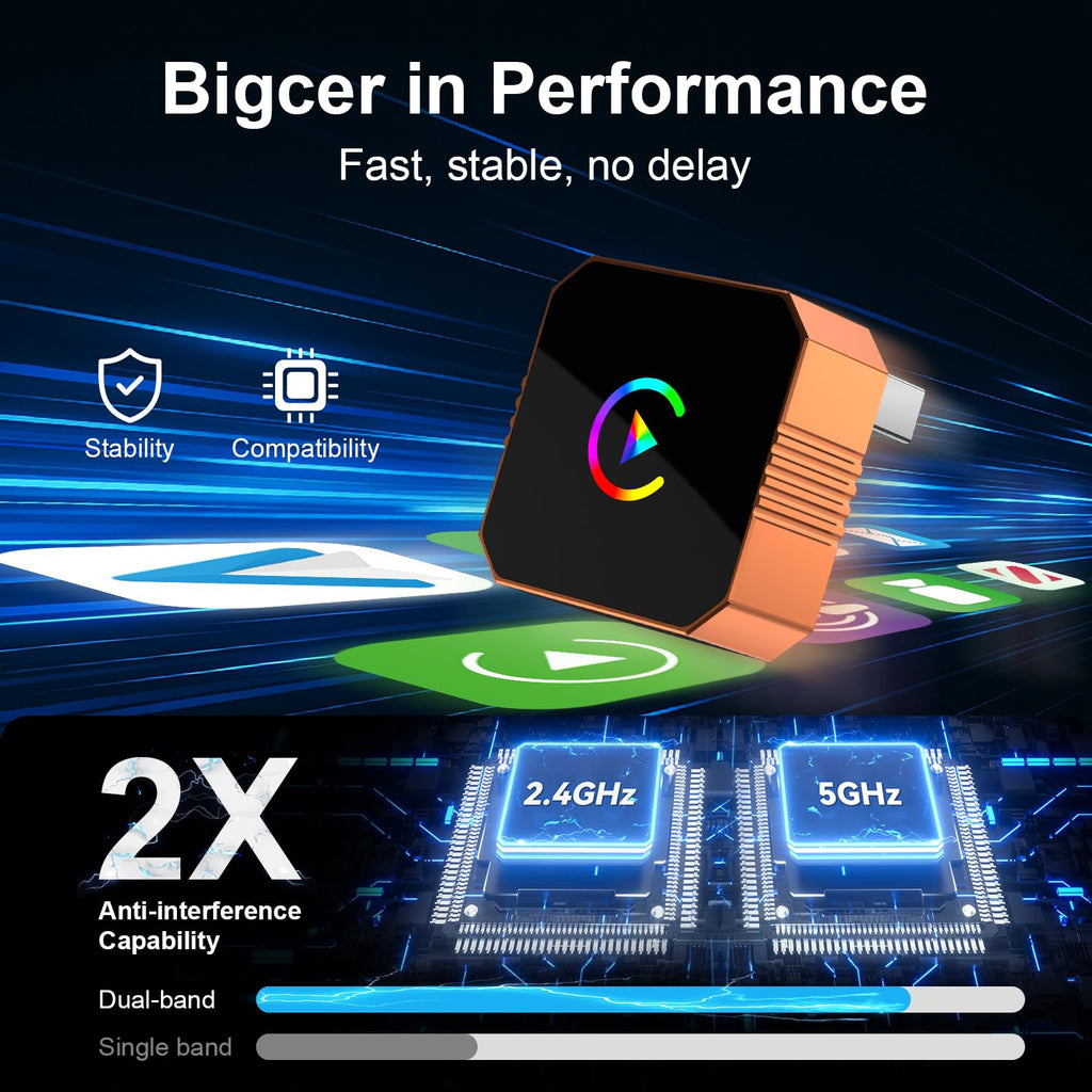 Wireless CarPlay & Android Auto Adapter - Compact & Fast Connection