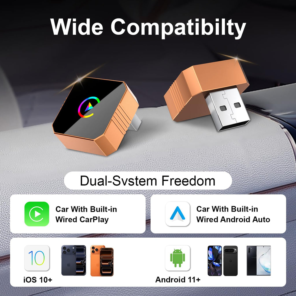 Wireless CarPlay & Android Auto Adapter - Compact & Fast Connection