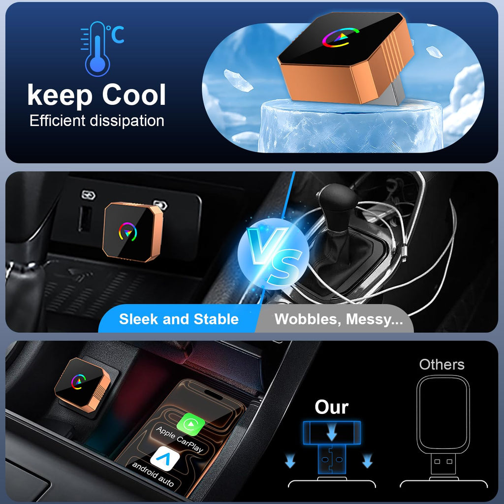 Wireless CarPlay & Android Auto Adapter - Compact & Fast Connection