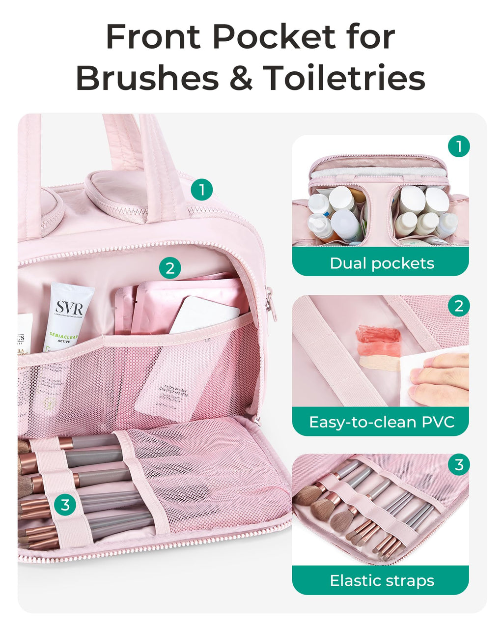 Travel Toiletry Bag – Large, Lightweight & Wide-Open Design for Women