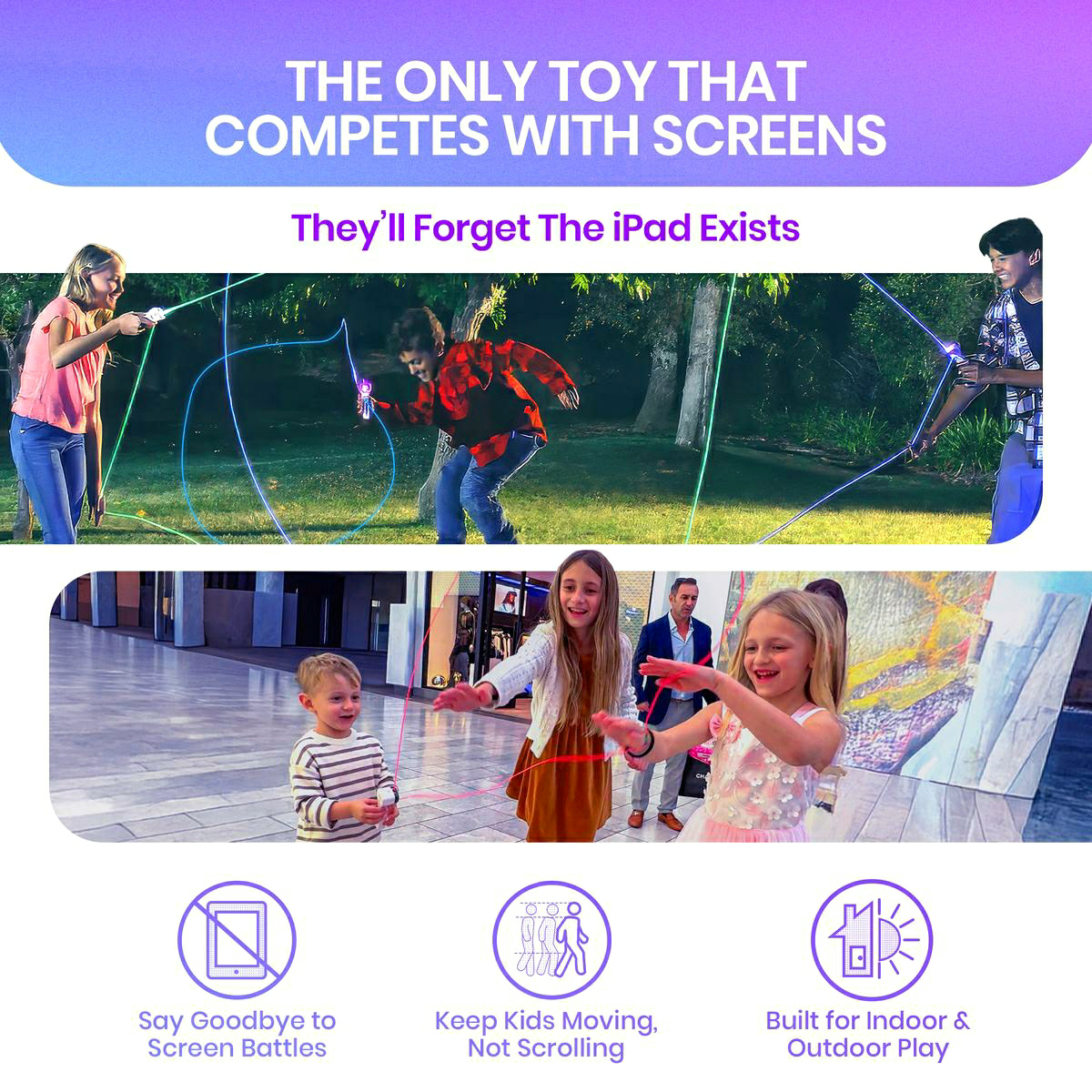 The Ultimate Glow-In-The-Dark String Shooter Toy w/ Dual Built-in UV Blacklights